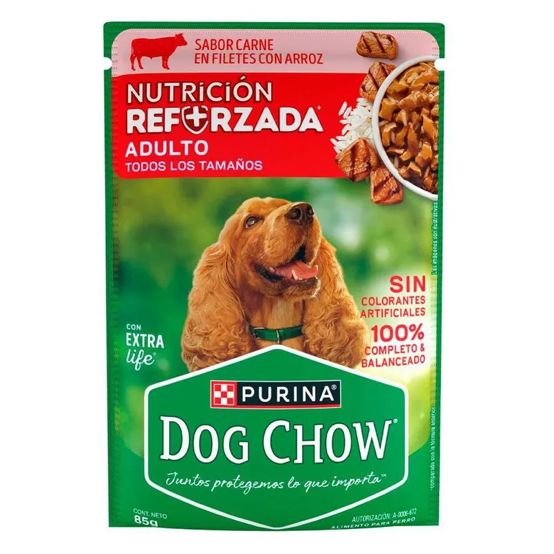Alimento Húmedo Dog Chow Adulto Todos los Tamaños Carne 85 g