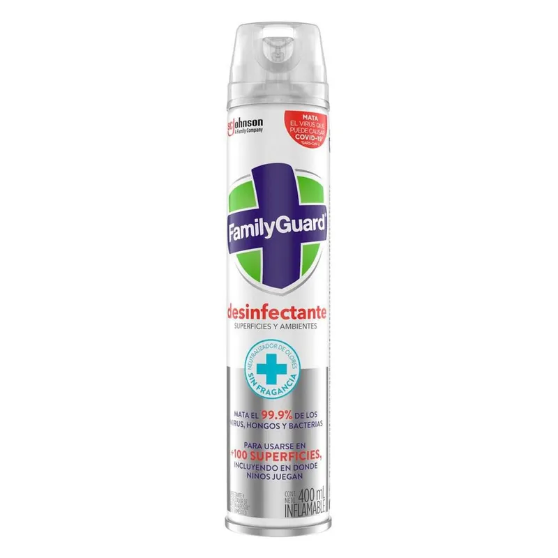 Desinfectante y Eliminador de Olores en Aerosol FamilyGuard Sin Fragancia 400ml