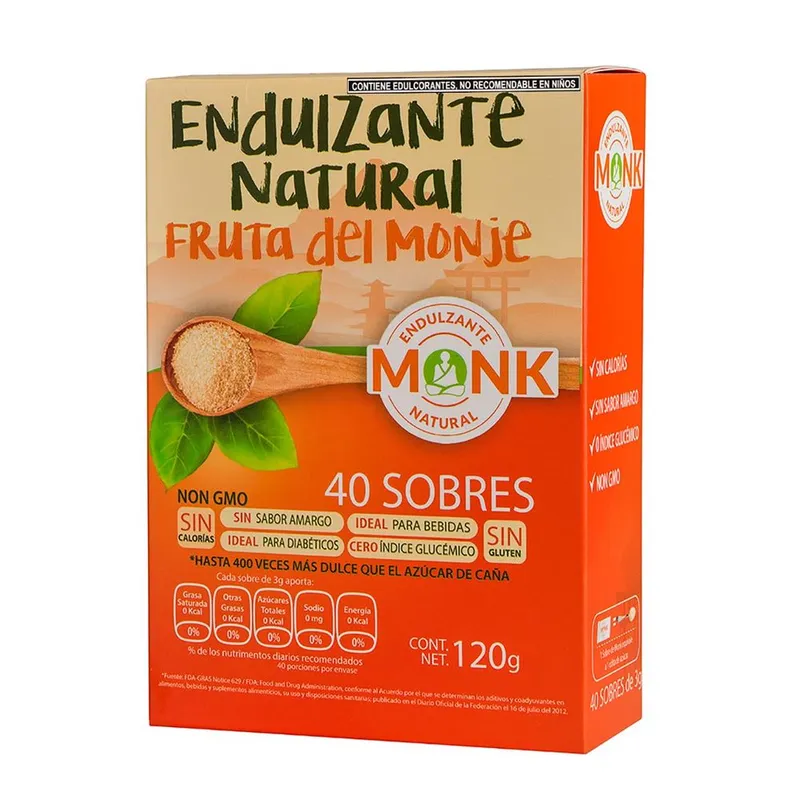 Endulzante de Fruta del Monje Monk 40 Sobres, 120g