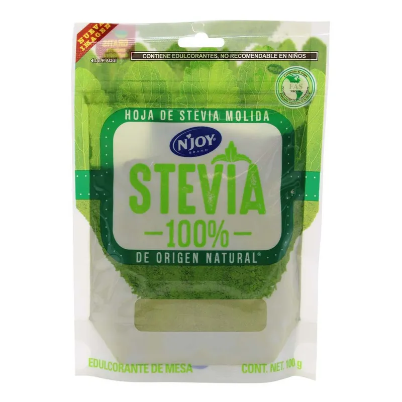 Endulzante N'Joy Hoja de Stevia Molida 100% Natural 100g