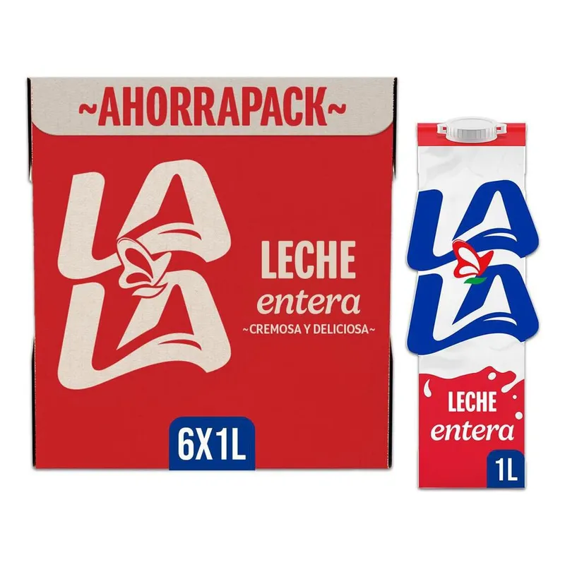 Leche Entera Lala Cartón UHT 6 Pack x 1L