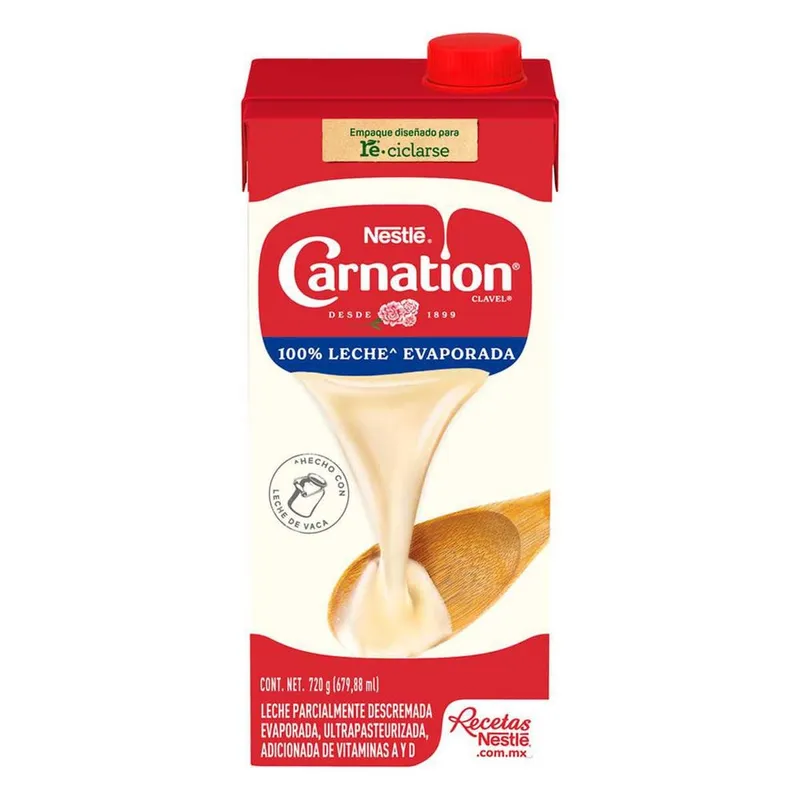 Leche Evaporada Nestlé Carnation Clavel Original Brick 720g