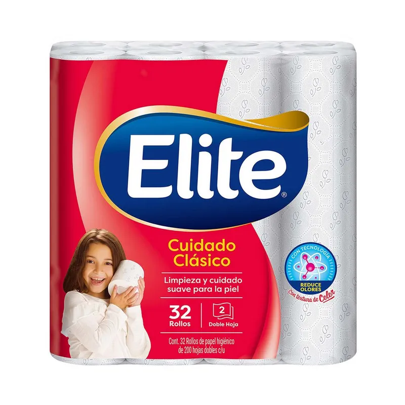 Papel Higiénico Elite Cuidado Clásico 32 Rollos