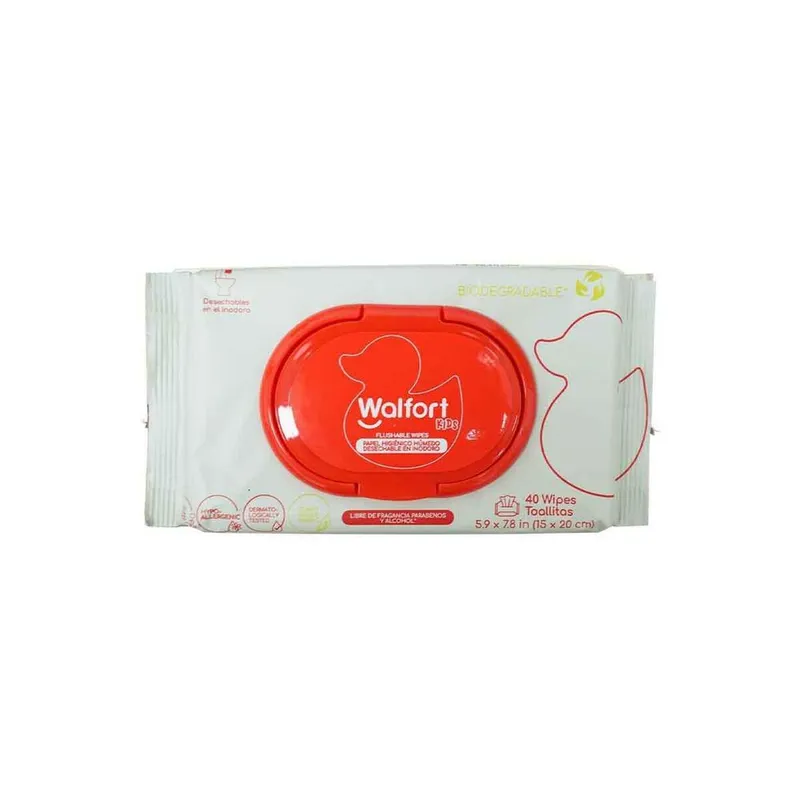 Papel Higiénico Walfort Humedo Kids 40 Rollos