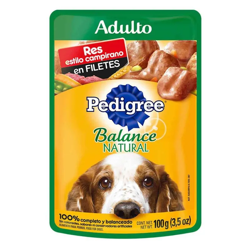 Sobres Balance Natural para Perros Adultos Sabor Res y Vegetales 100g
