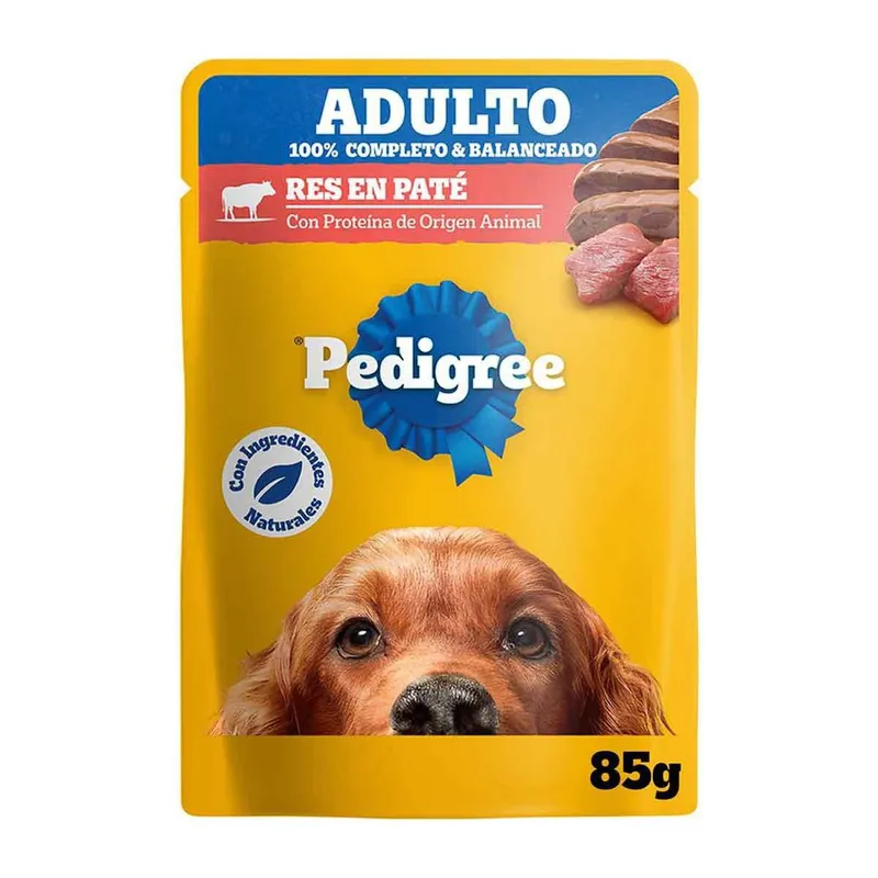 Sobres Pedigree para Perros Adultos Sabor Paté de Res 85g
