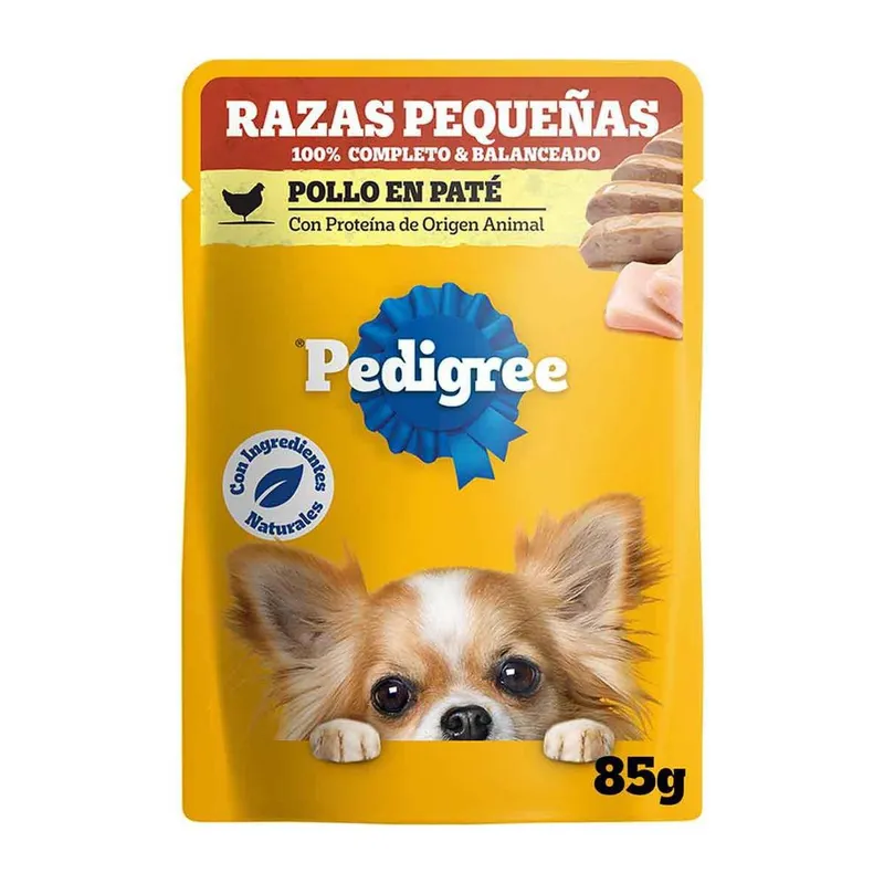 Sobres Pedigree para Perros Razas Pequeñas Sabor Paté de Pollo 85g