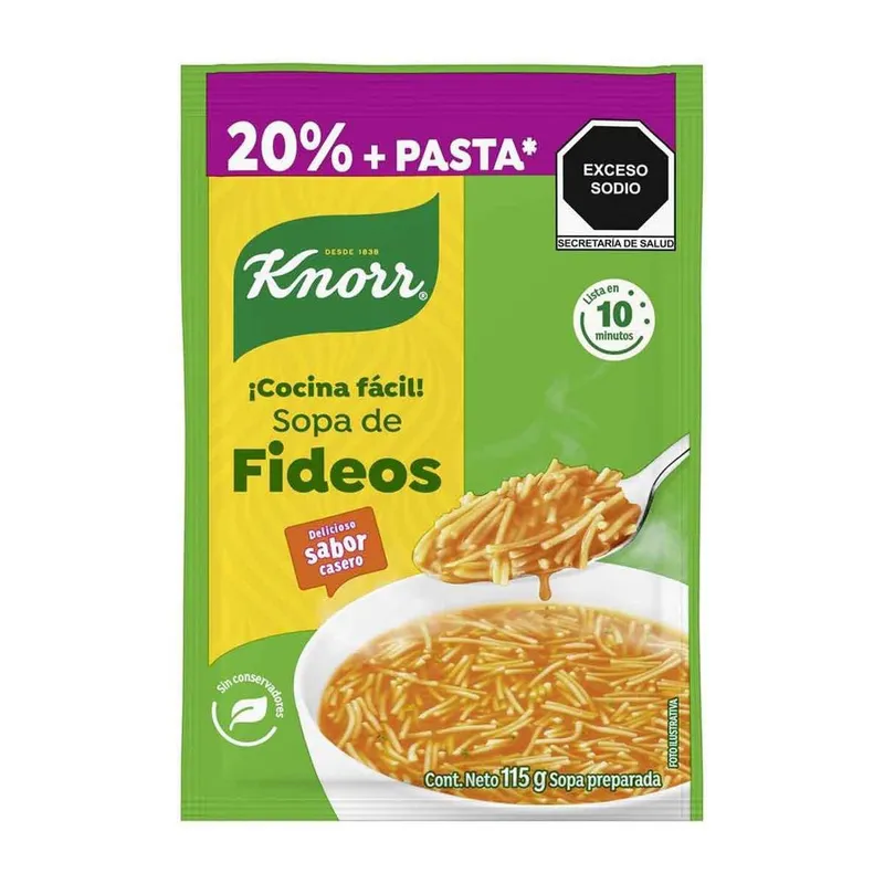 Sopa de fideos Knorr 20% Más Pasta 4 porciones 115g