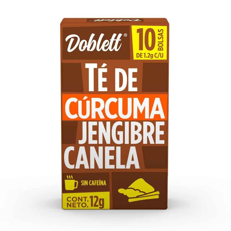 Té Doblett Cúrcuma Jengibre 10 Bolsitas de 1.2 c/u
