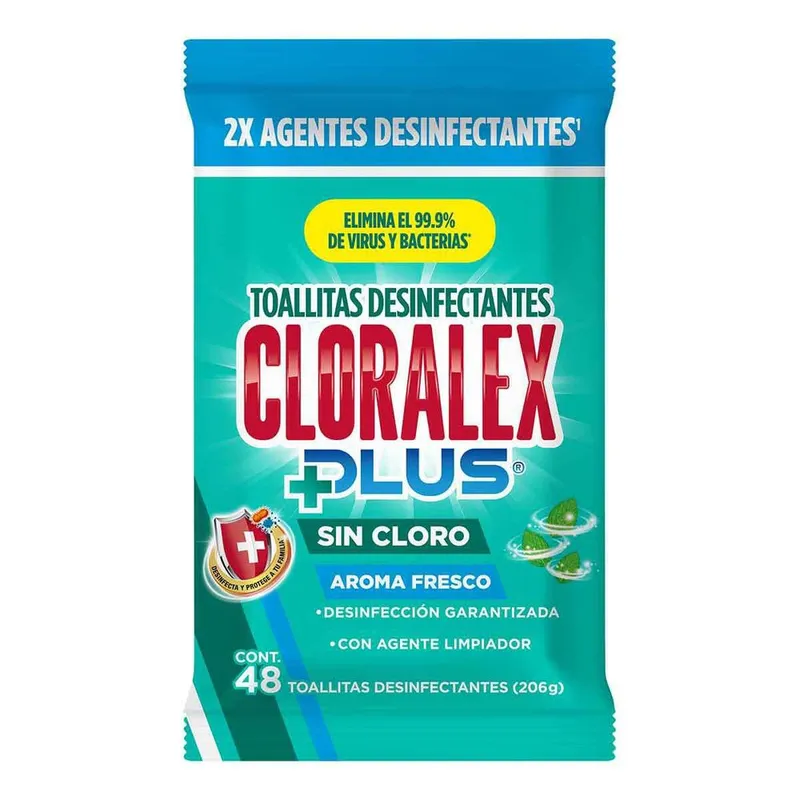 Toallitas Desinfectantes Cloralex Plus Sin Cloro Fresco Aroma 48 Toallitas