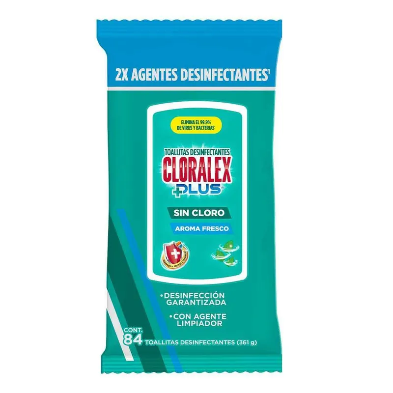 Toallitas Desinfectantes Cloralex Plus Sin Cloro Fresco Aroma 84 Toallitas