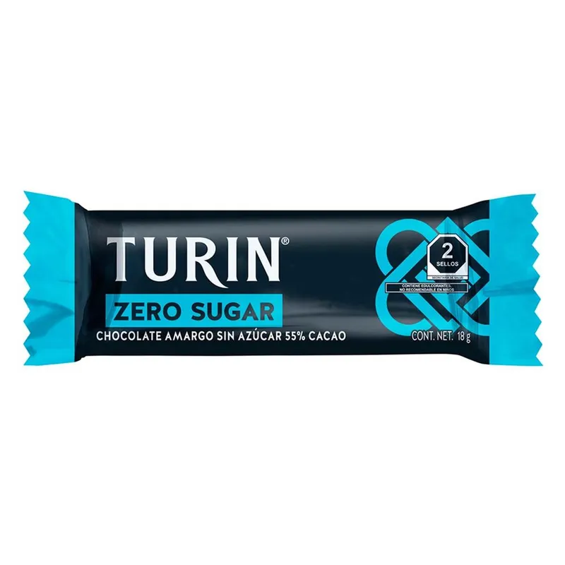 Turin Zero Barra de Chocolate Sin Azúcar 55% Cacao 18g